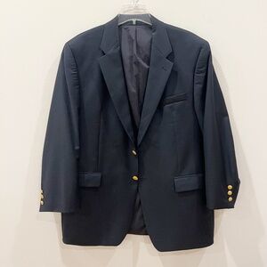 Lauren Ralph Lauren Blazer Jacket Men 46R Blue Wool Gold Buttons Suit Sport Coat